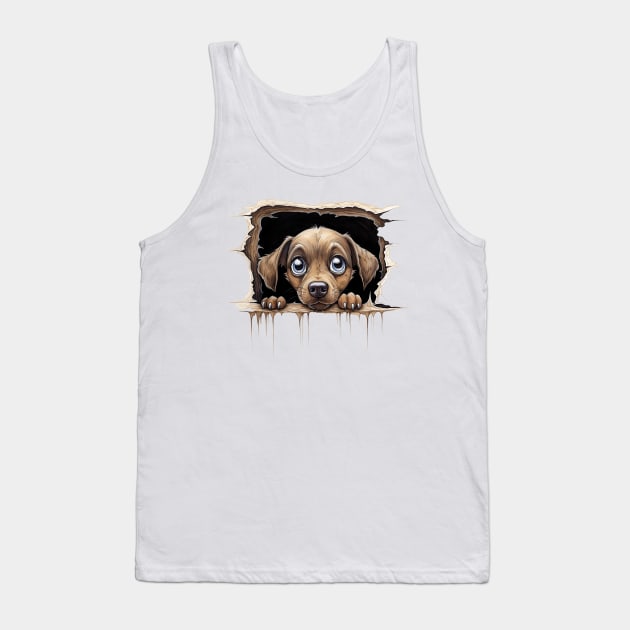 Baby Labrador Retriever Dog Peeking Tank Top by Chromatic Fusion Studio